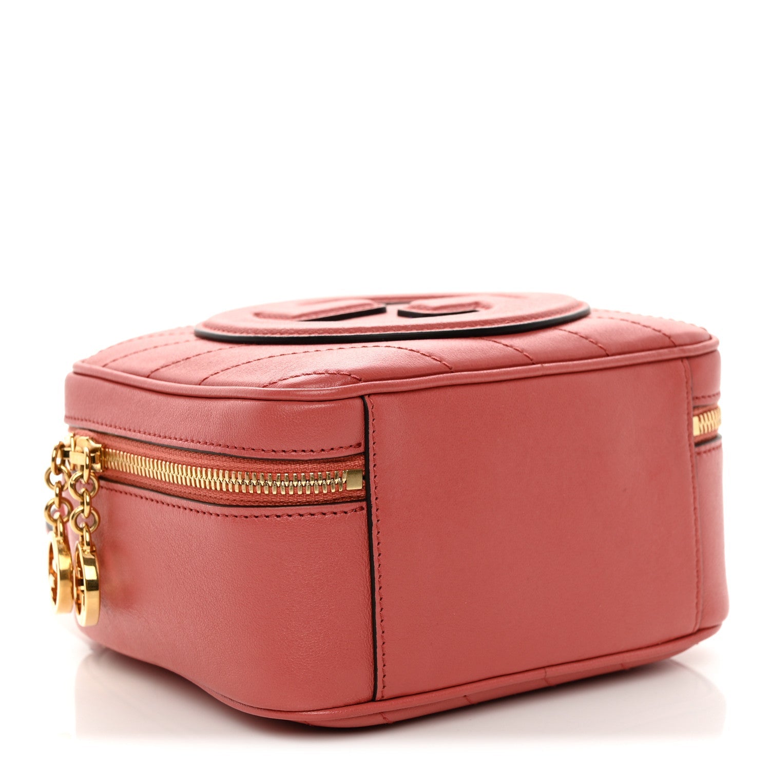 Sakai Be Green Calfskin Diagonal Stitched Blondie Top Handle Bag Pink