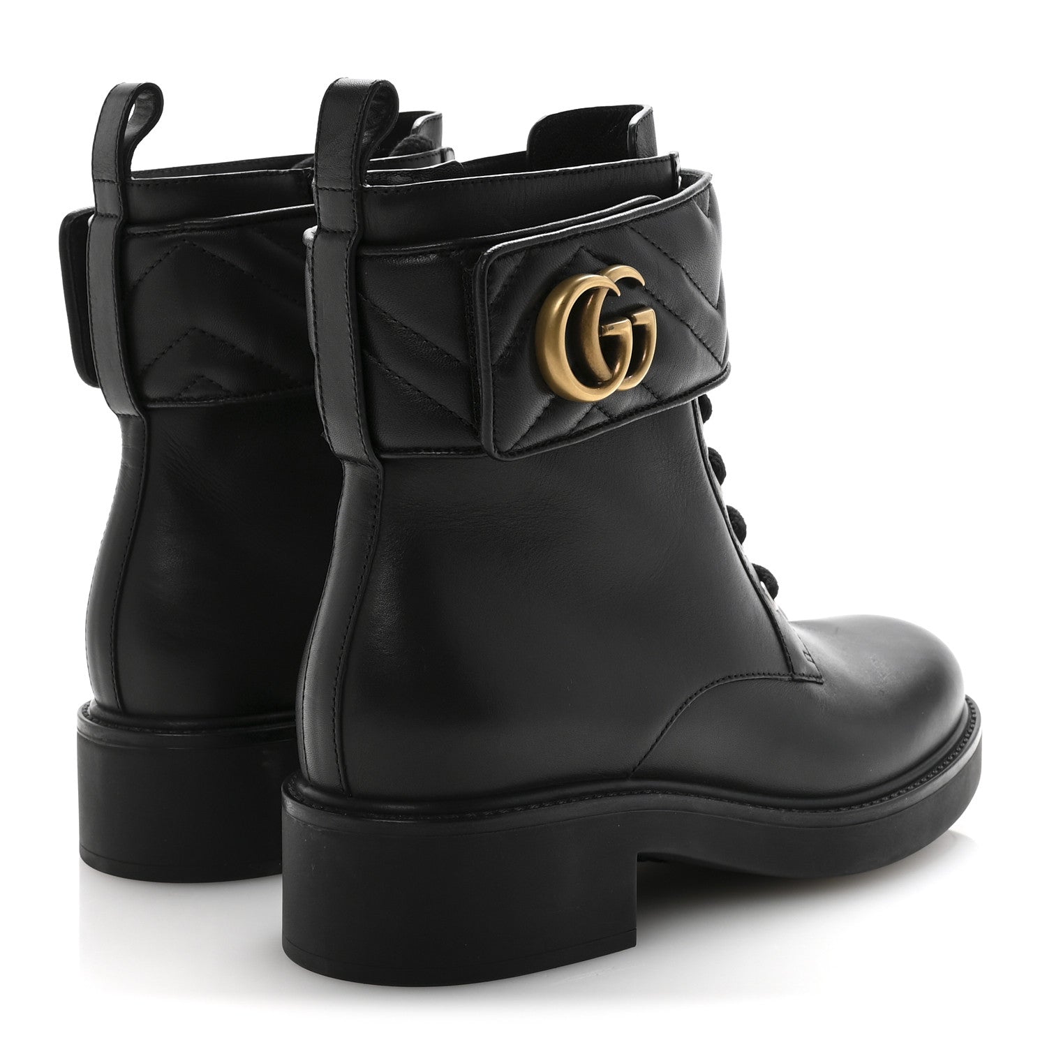 Flores Calfskin Nappa Matelasse GG 40mm Ankle Boots 37.5 Black