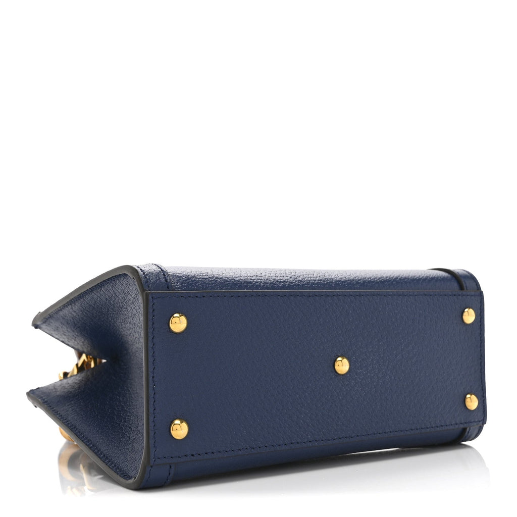 Textured Dollar Calfskin Web Mini Diana Tote Bag Royal Crop