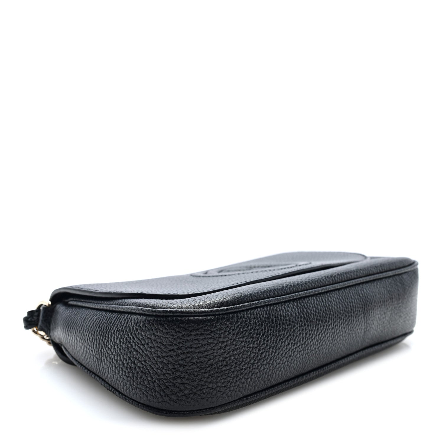 Pebbled Calfskin Medium Soho Flap Crossbody Black