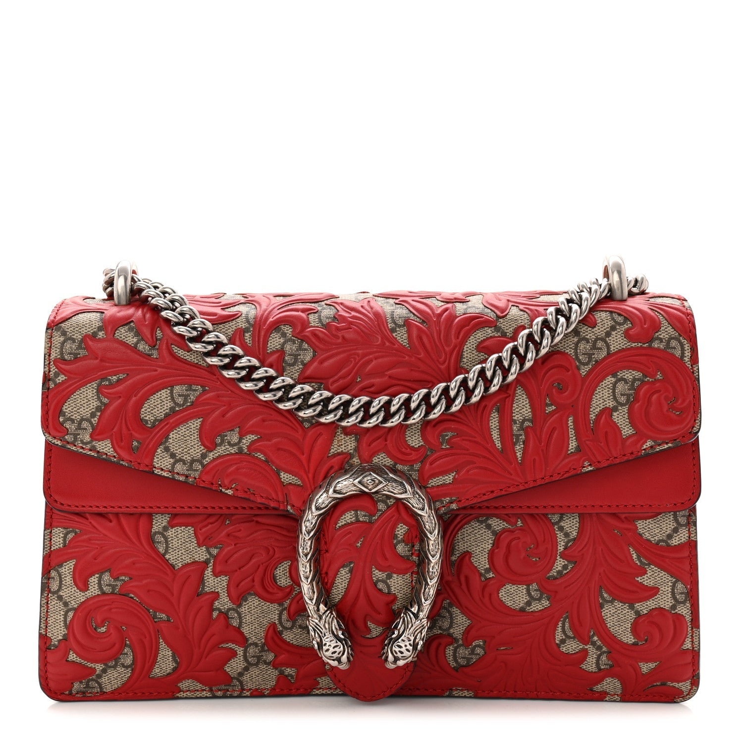 GG Supreme Monogram Arabesque Dionysus Shoulder Bag Hibiscus Red