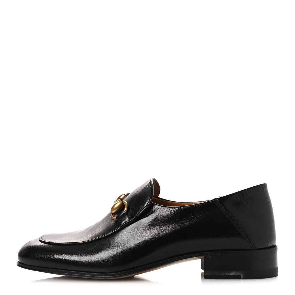 Goatskin Womens Horsebit Mid-Heel Loafers 36 Black