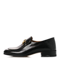 Goatskin Womens Horsebit Mid-Heel Loafers 36 Black