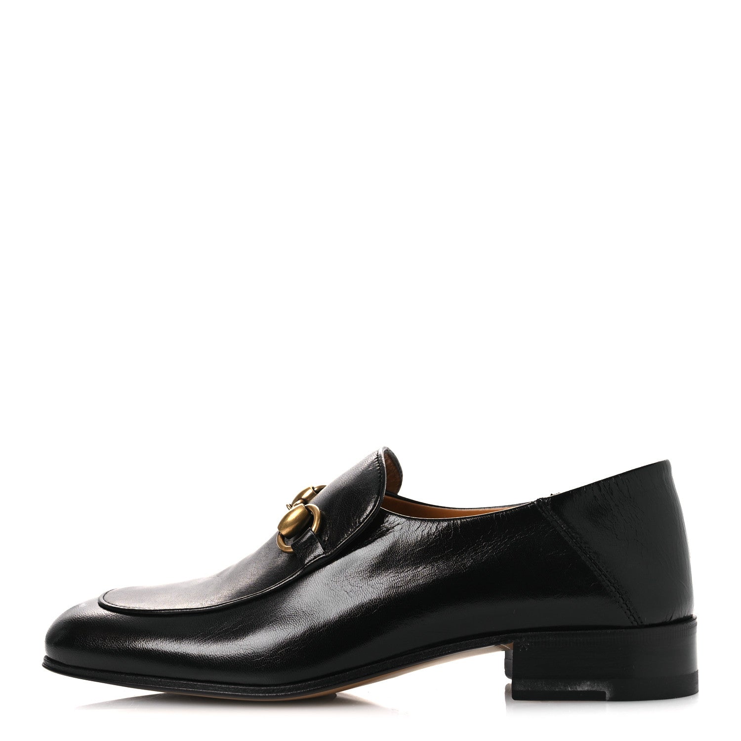 Goatskin Womens Horsebit Mid-Heel Loafers 36 Black
