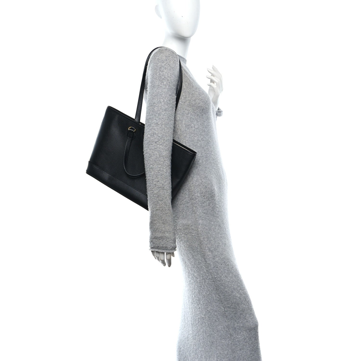 Textured Dollar Calfskin Small Ophidia Shoulder Tote Bag Black