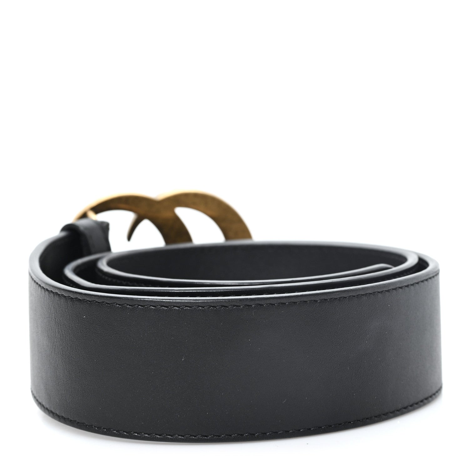 Moon Calfskin Pearl Double G 40mm Belt 80 32 Black Cream