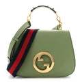 Roxy Calfskin Web Medium Blondie Top Handle Shoulder Flap Bag Salamander Green