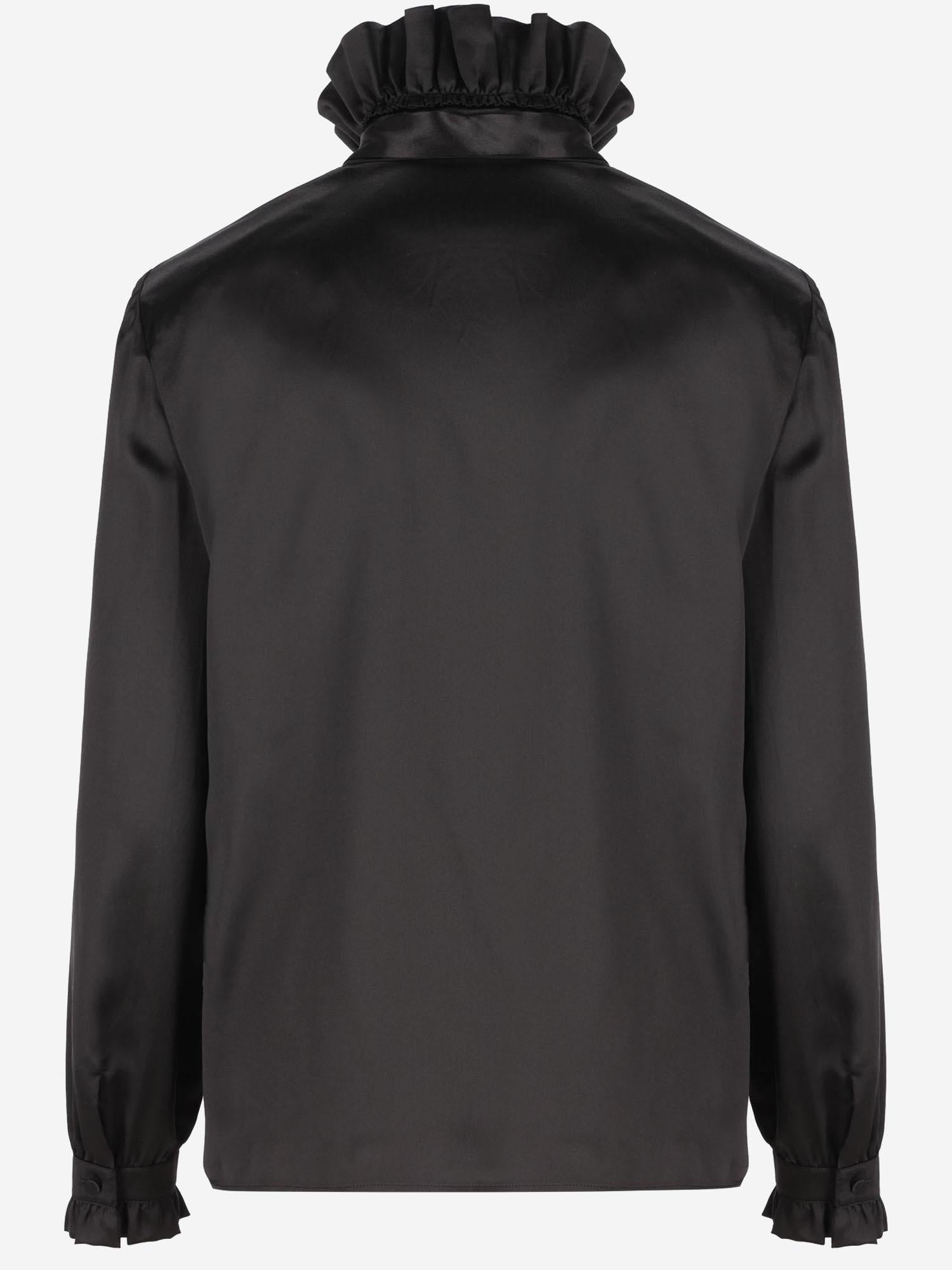 Gucci Ruffled Silk Shirt — Black