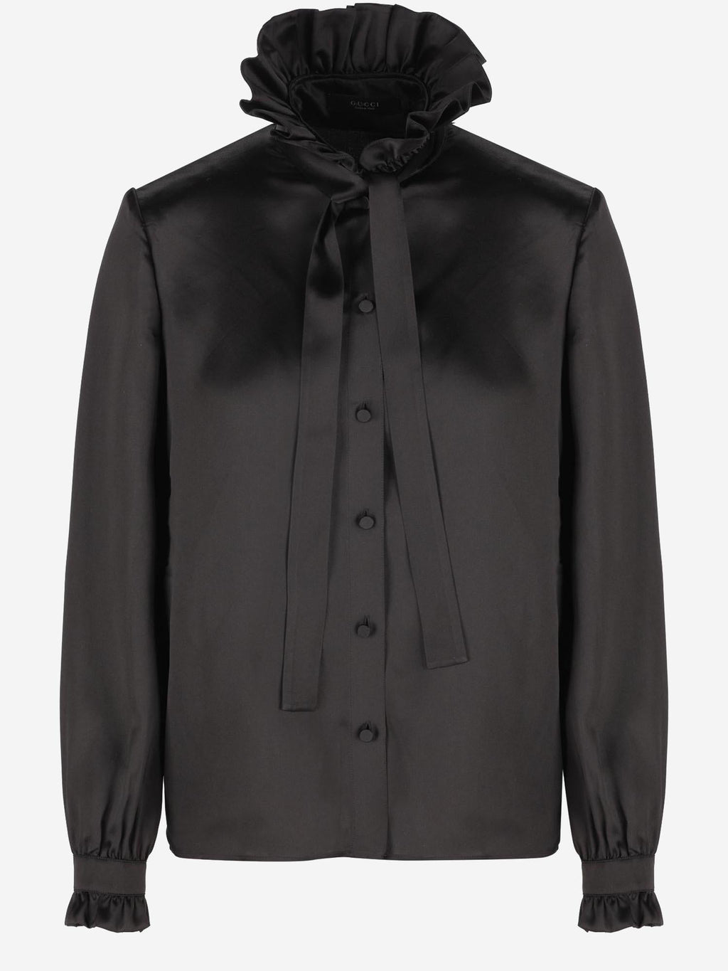 Gucci Ruffled Silk Shirt — Black
