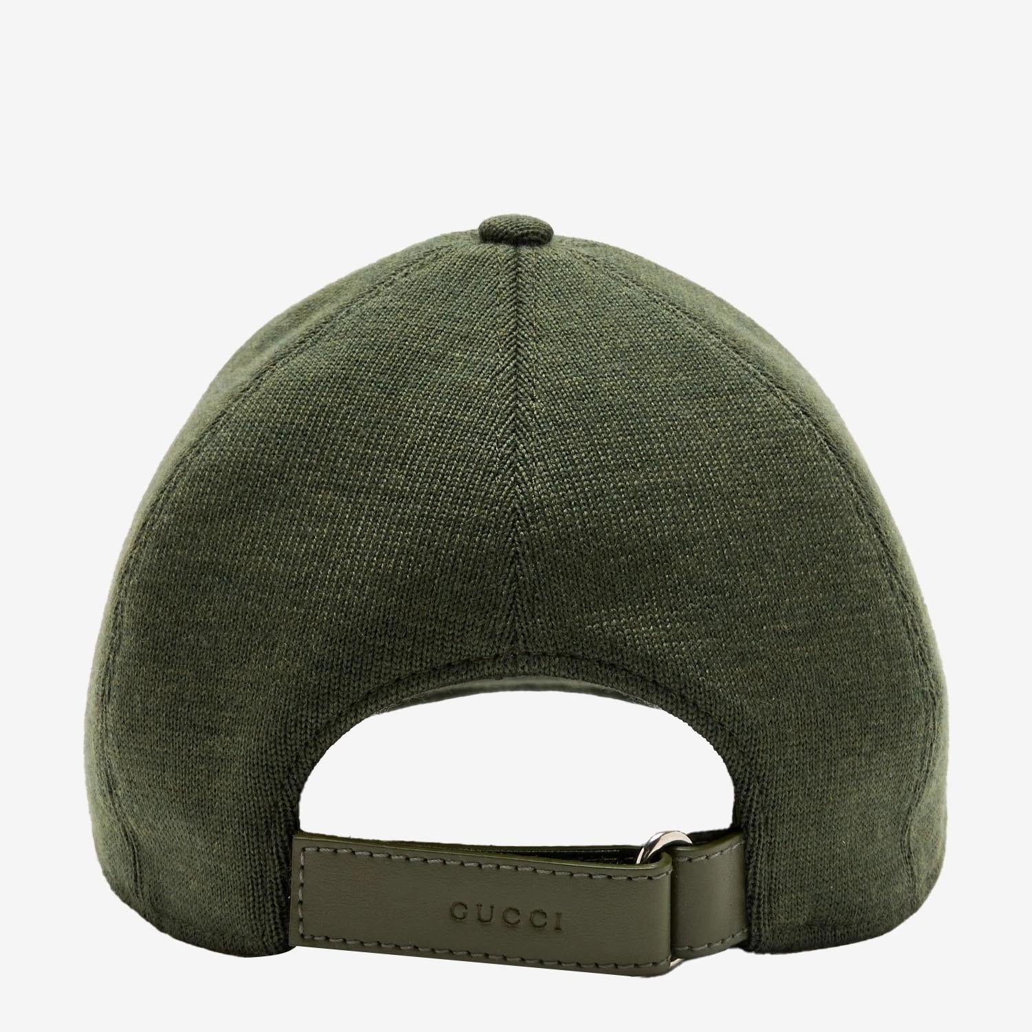 Gucci 817507 Wool Logo-Embroidered Baseball Cap — Green