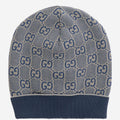 Gucci 805840 GG Jacquard Cotton Beanie — Navy