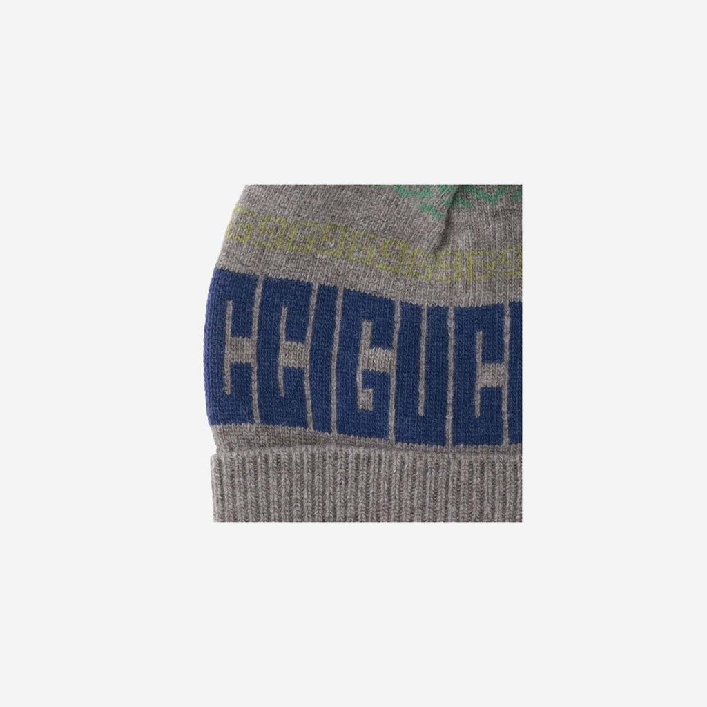 Gucci 793257 Logo Jacquard Wool Beanie — Gray