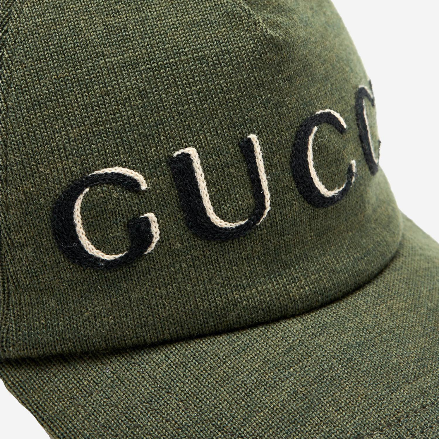 Gucci 817507 Wool Logo-Embroidered Baseball Cap — Green