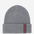 Gucci 834192 Wool Ribbed with Web Stripe Beanie — Gray