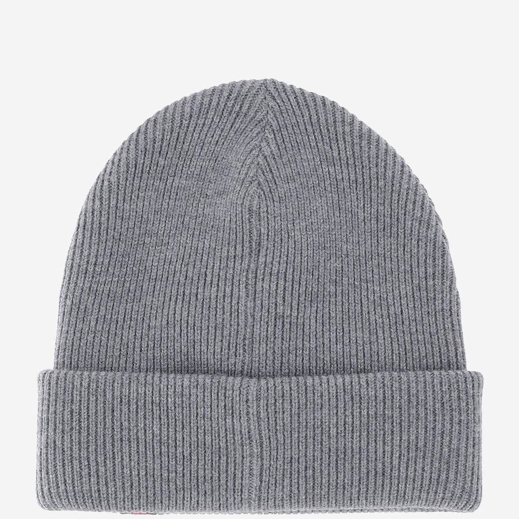 Gucci 834192 Wool Ribbed with Web Stripe Beanie — Gray
