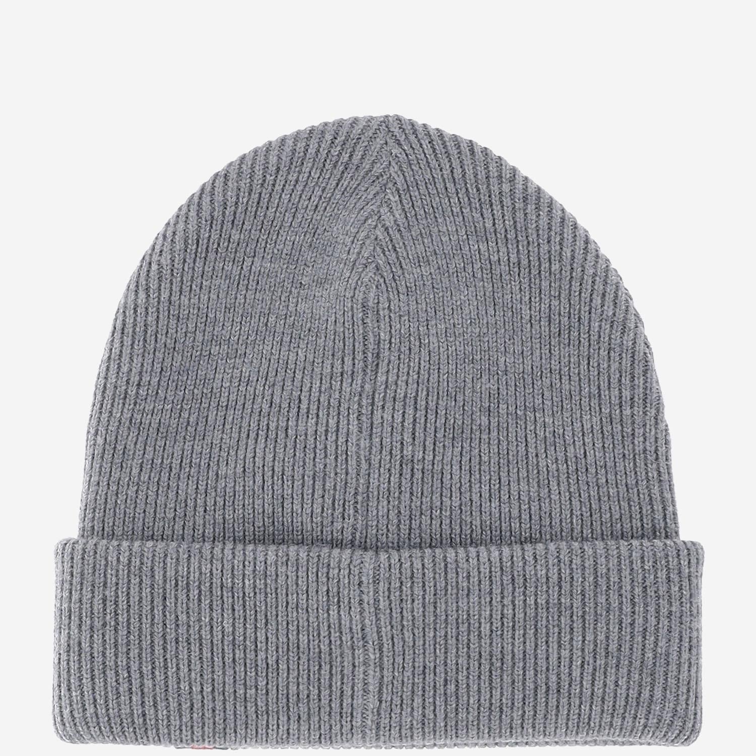 Gucci 834192 Wool Ribbed with Web Stripe Beanie — Gray