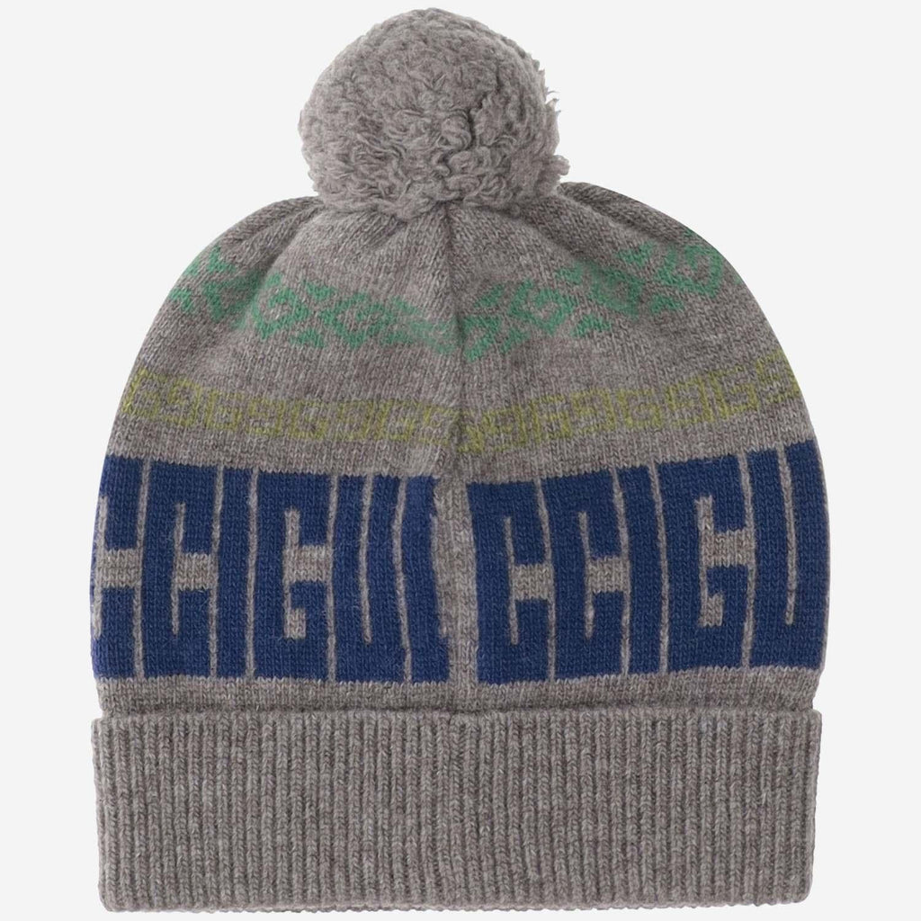 Gucci 793257 Logo Jacquard Wool Beanie — Gray