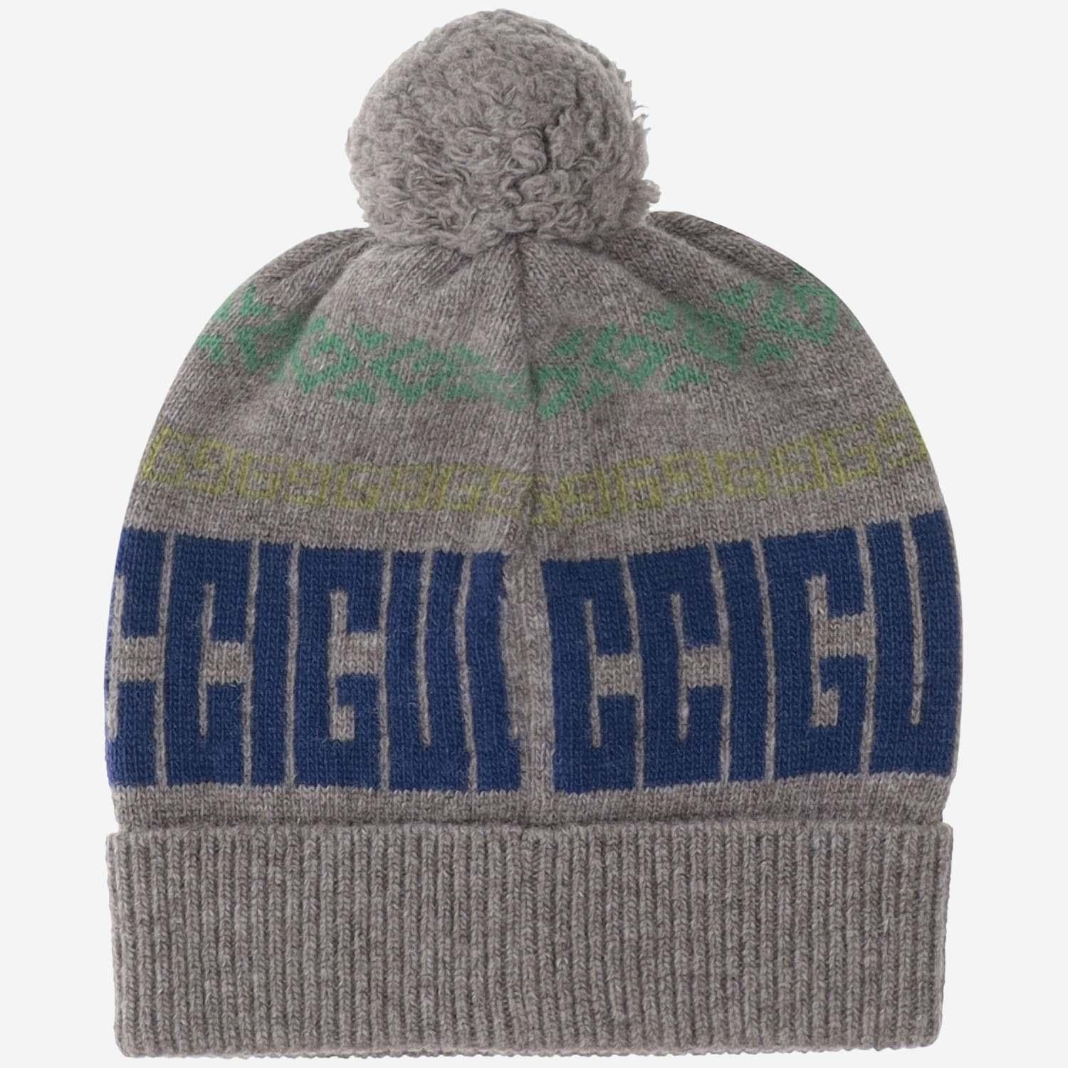 Gucci 793257 Logo Jacquard Wool Beanie — Gray