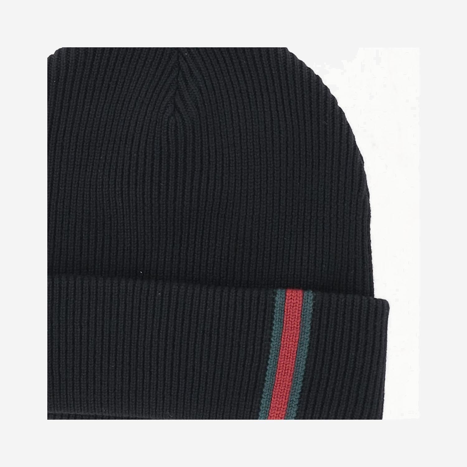 Gucci 834192 Wool Ribbed Knit Beanie — Black