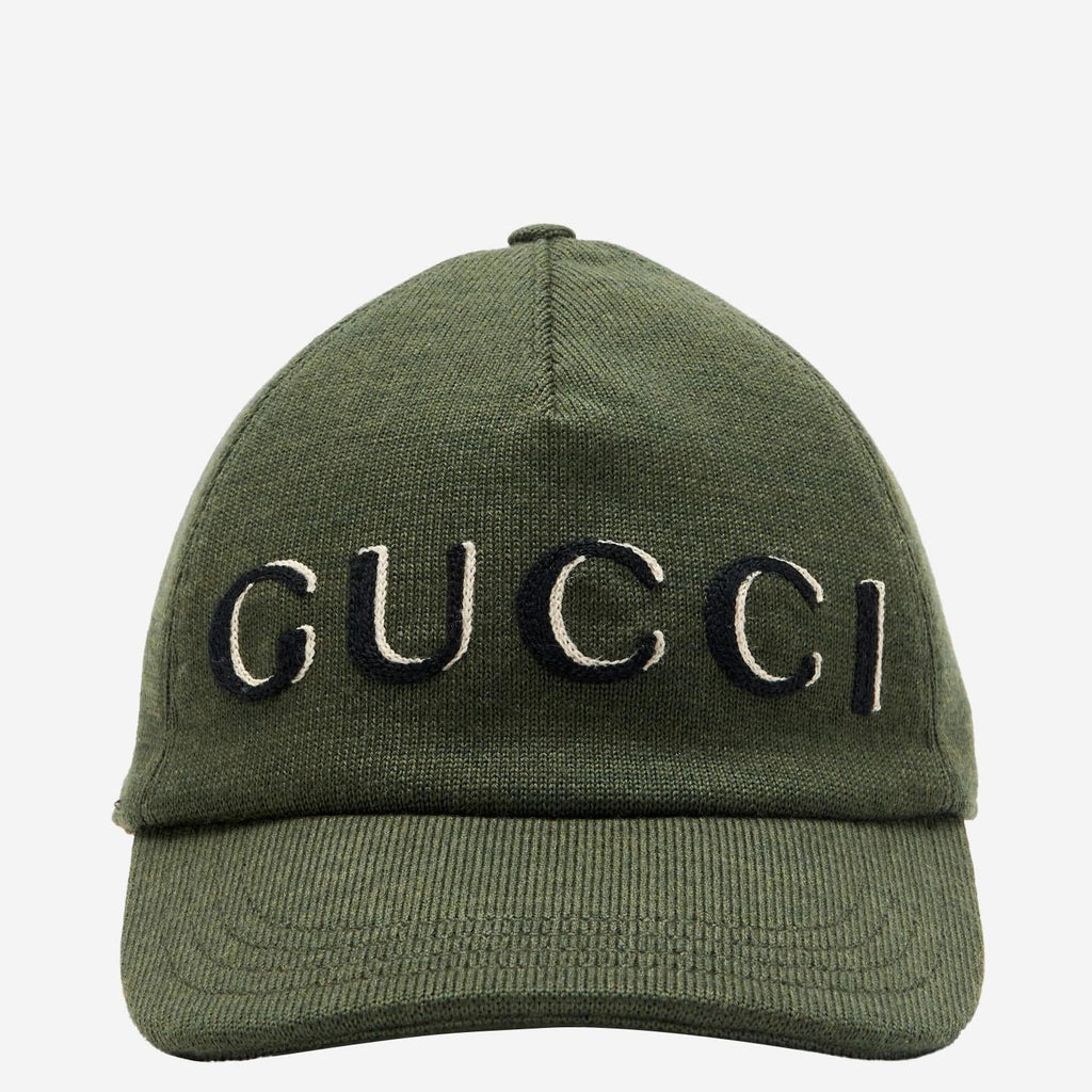 Gucci 817507 Wool Logo-Embroidered Baseball Cap — Green