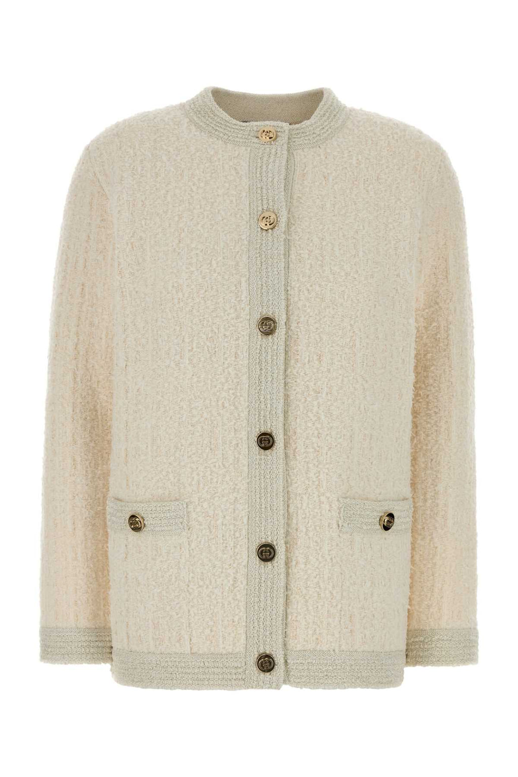 Gucci Stretch Bouclé Cardigan — Beige