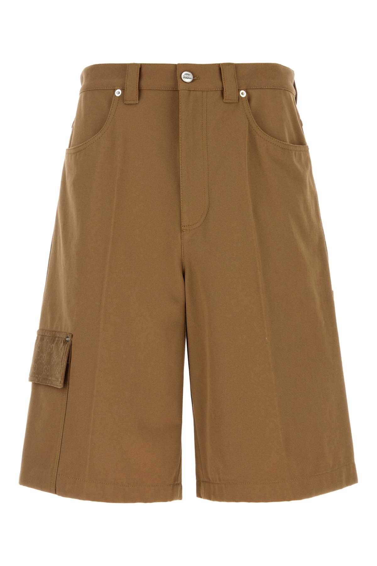 Gucci Cotton Bermuda Shorts — Camel