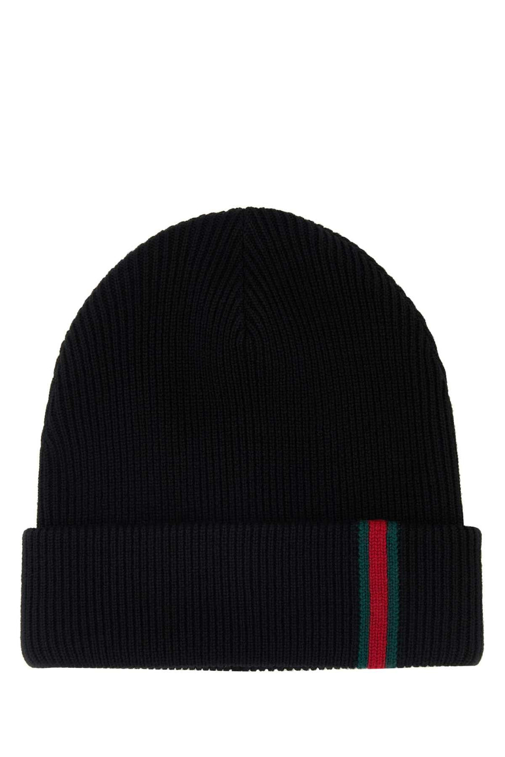 Gucci KNITTED Wool Ribbed Beanie — Black
