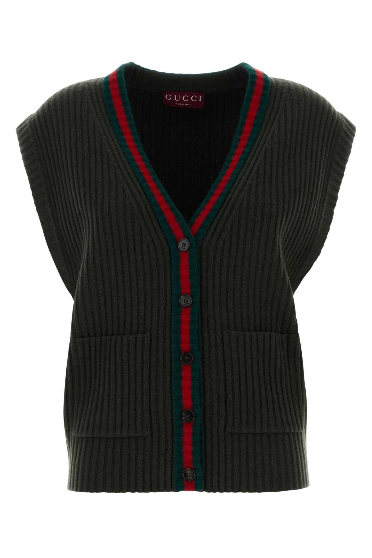 Gucci Wool Ribbed Vest — Green