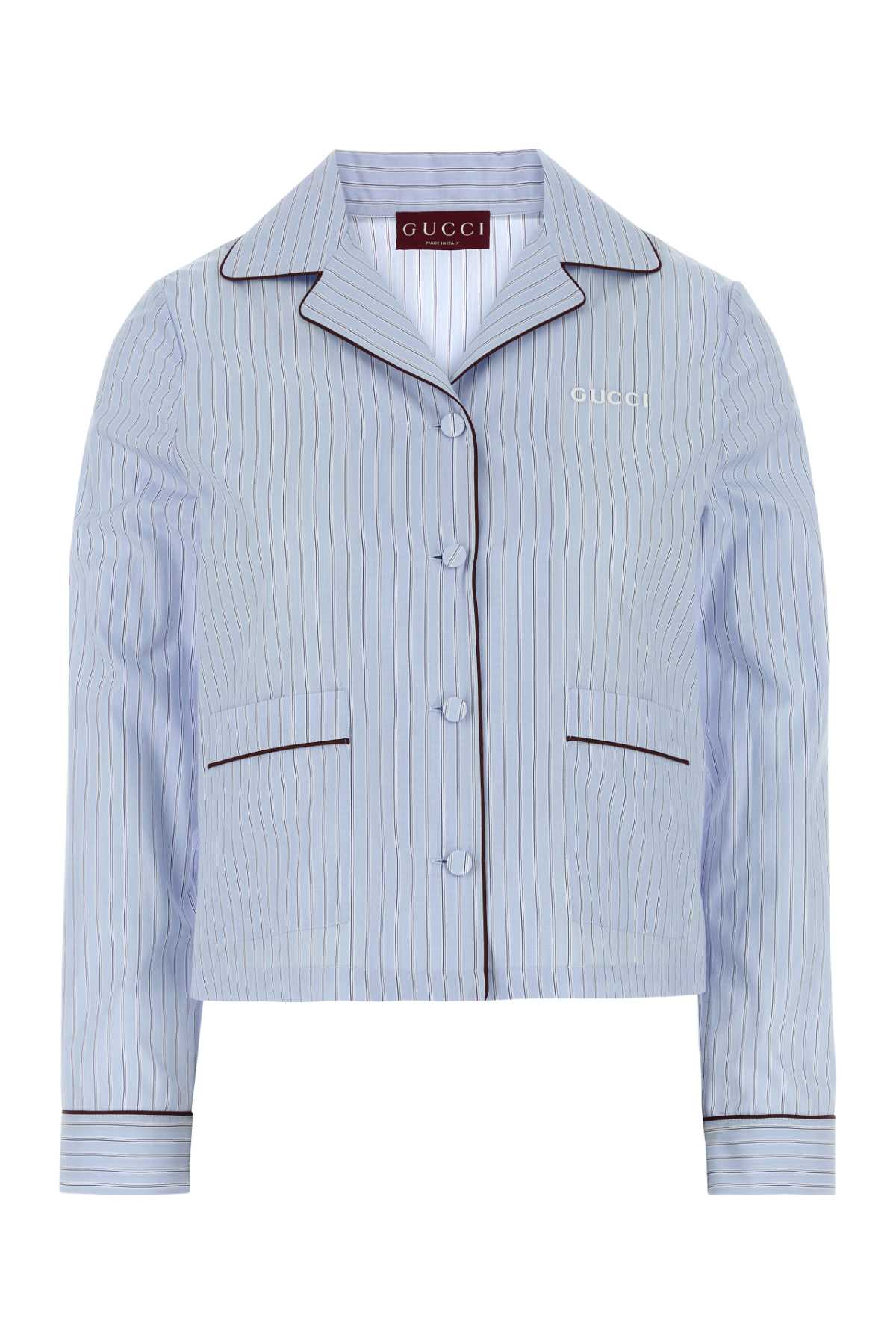 Gucci Striped Poplin Shirt — Blue
