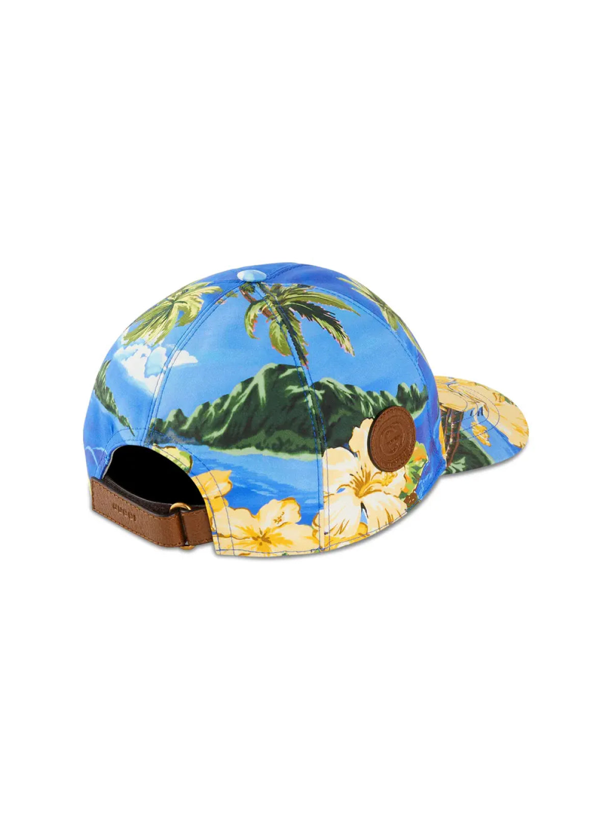 Gucci 7006004HAPR8464 Hawaiian Print Logo Patch Baseball Cap — Blue
