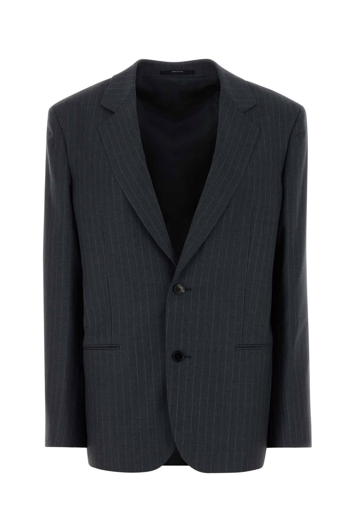 Gucci Pinstriped Wool Blazer — Gray
