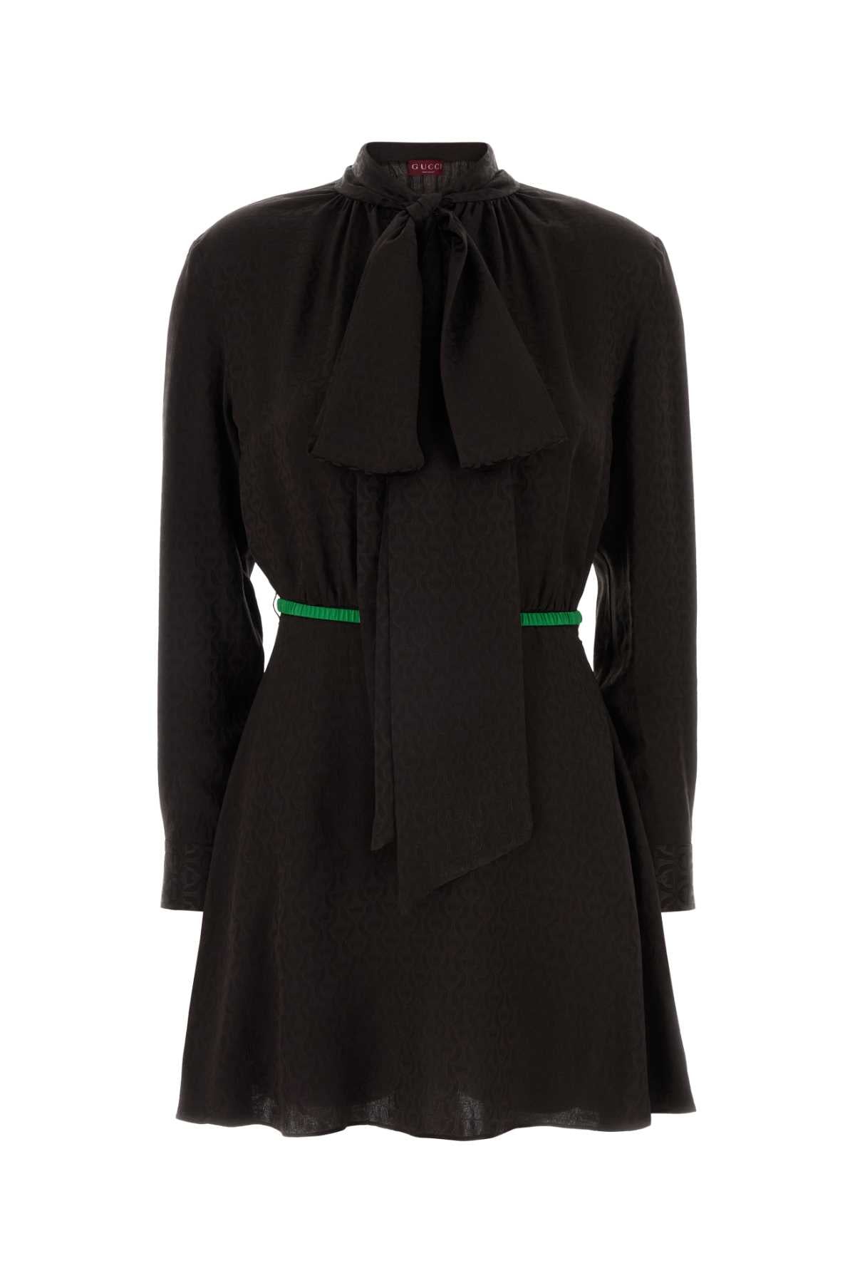 Gucci Silk Jacquard Dress — Brown