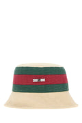 Gucci HAT Canvas Striped Bucket Hat — Cream