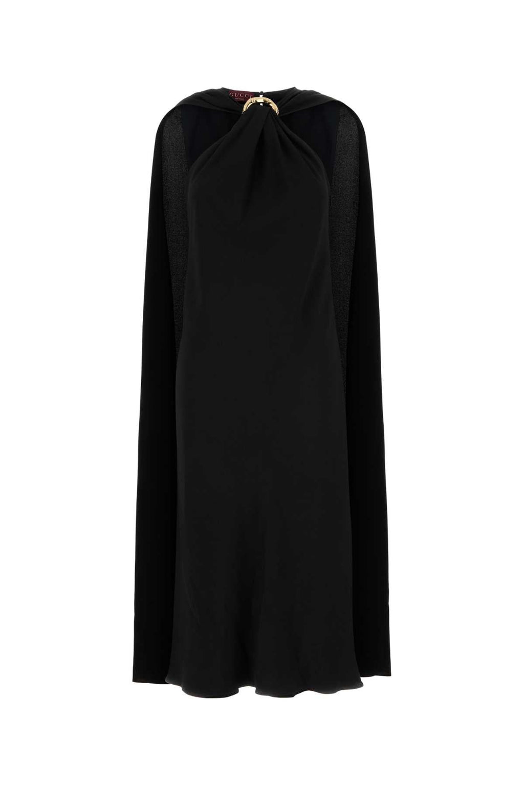 Gucci Crepe Cape Dress — Black