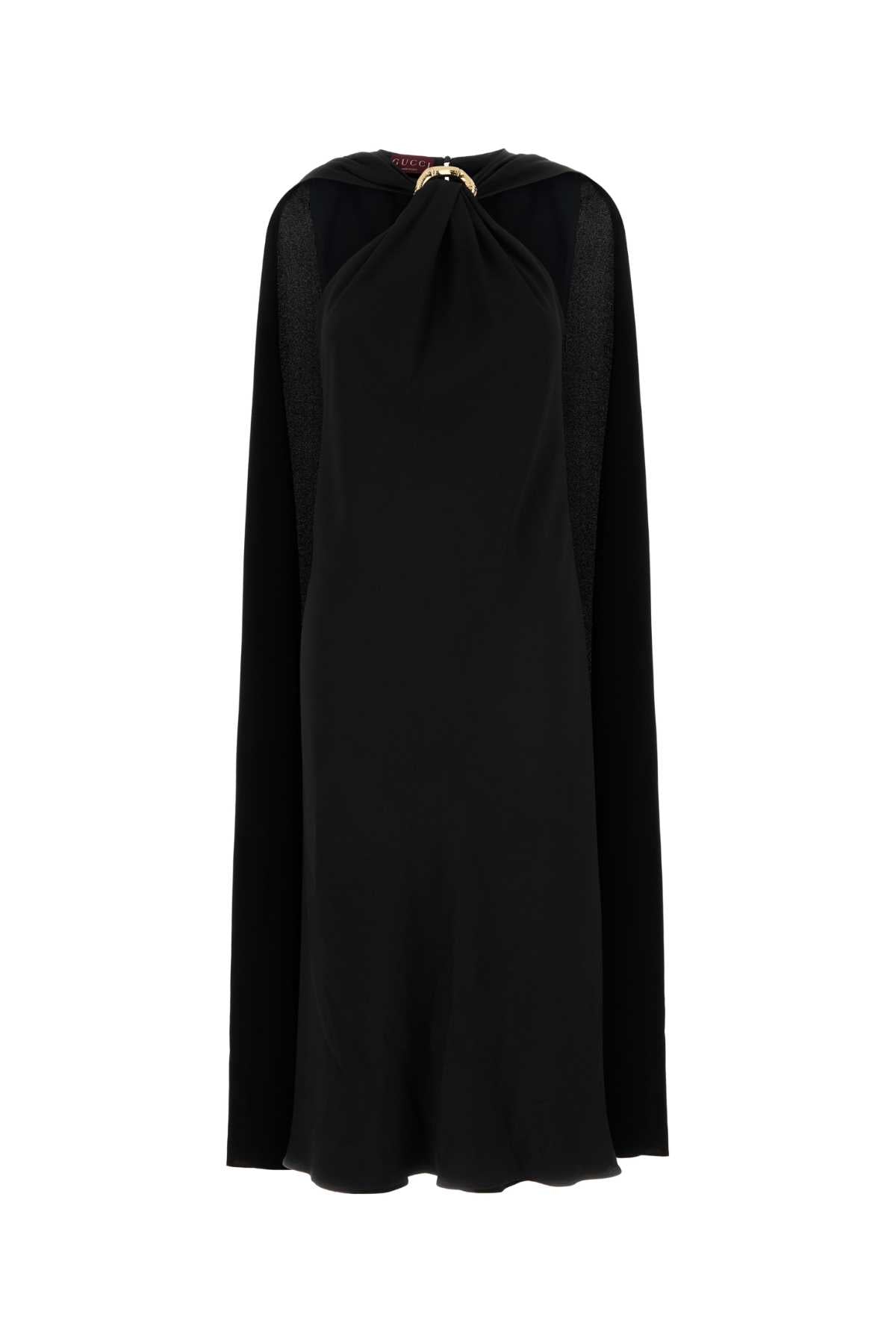 Gucci Crepe Cape Dress — Black