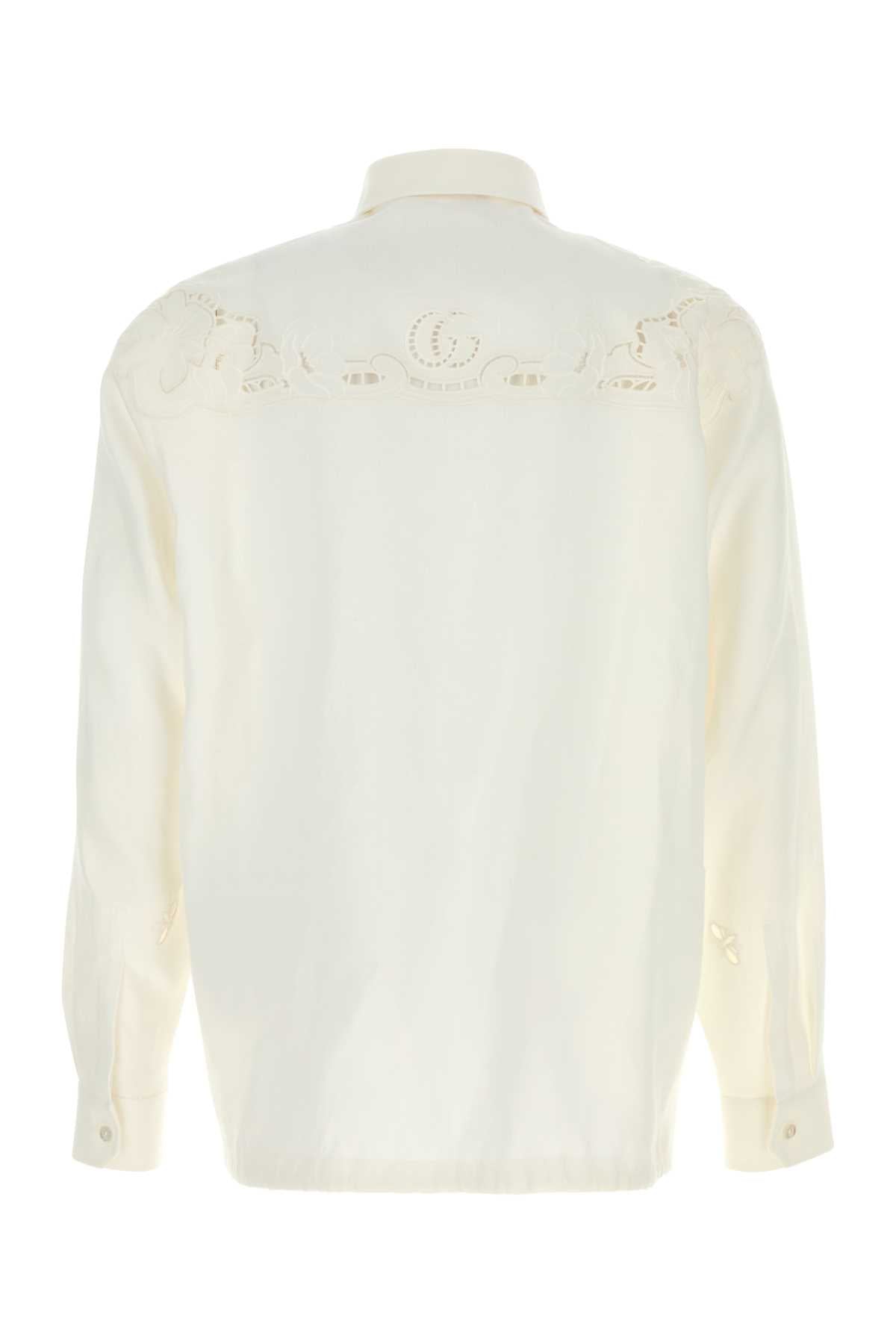 Gucci Linen Polo Shirt — White