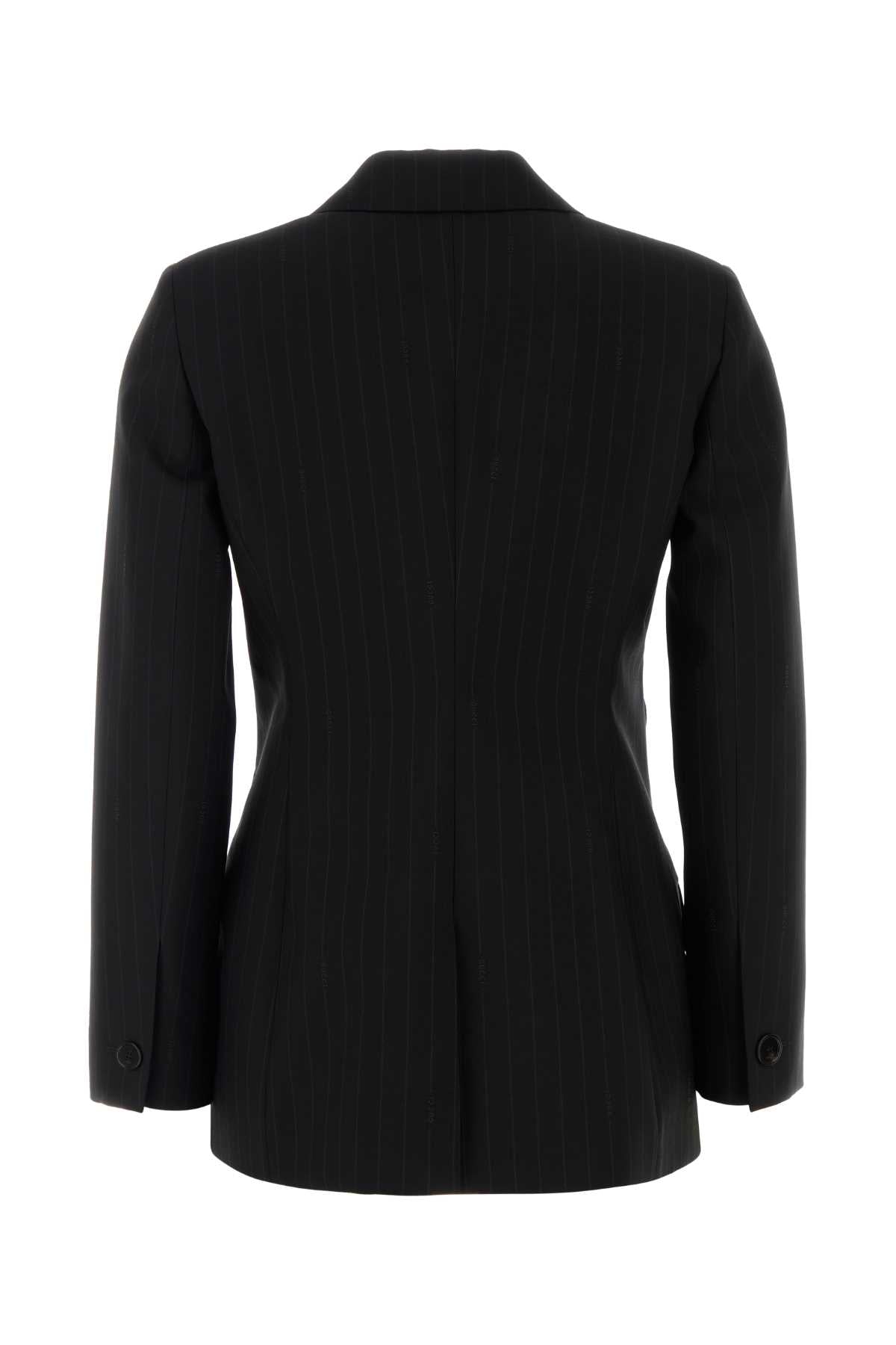 Gucci Striped Wool Blazer — Black