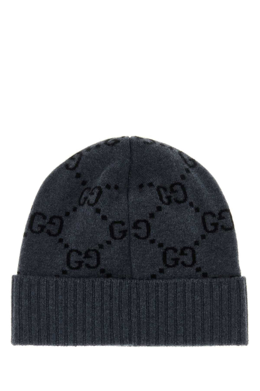 Gucci HAT GG Embroidered Cashmere Beanie — Gray