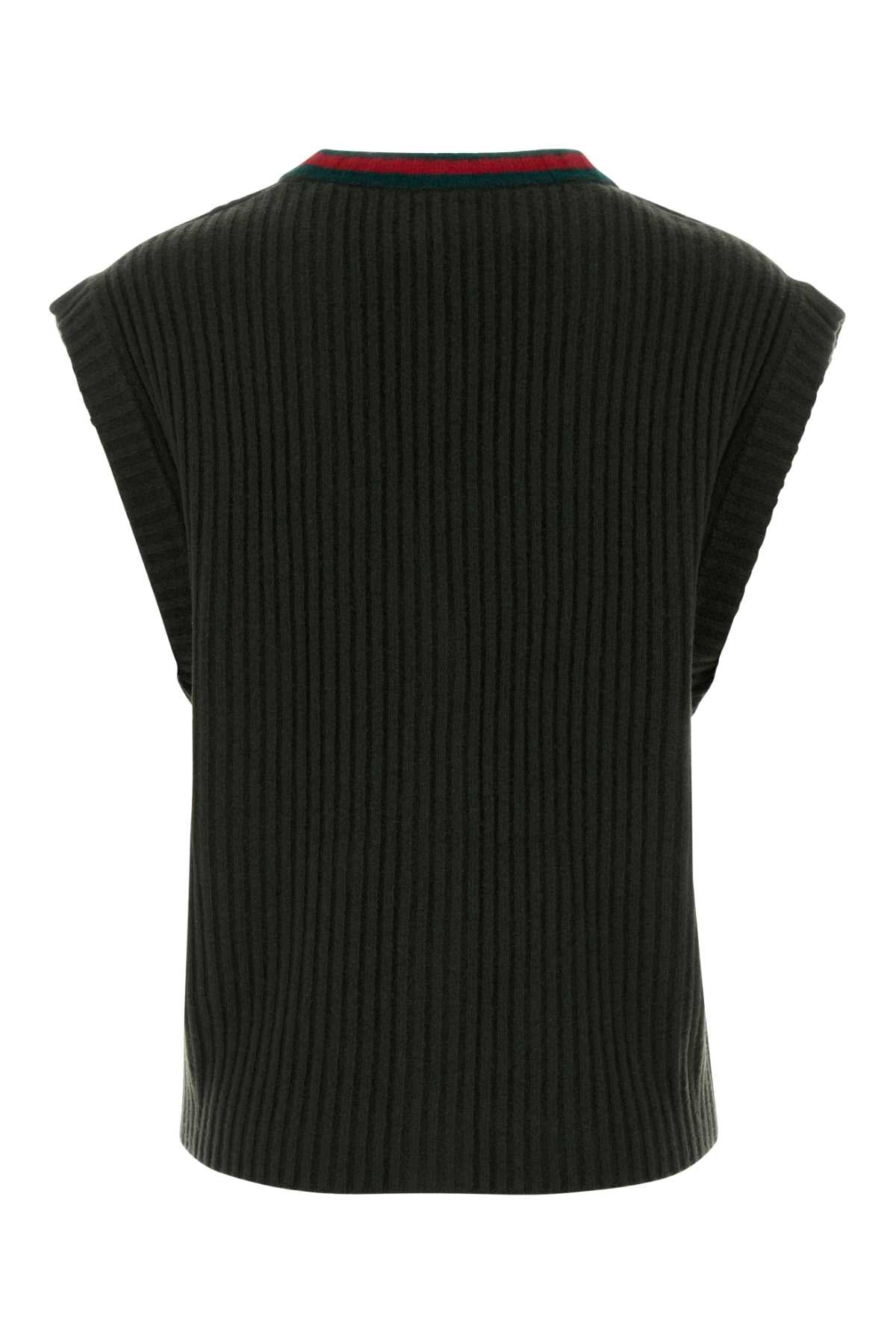 Gucci Wool Ribbed Vest — Green