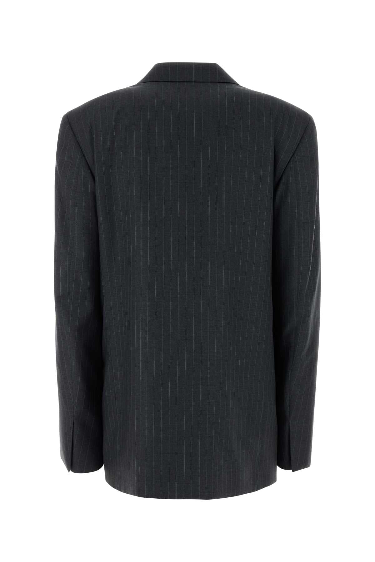 Gucci Pinstriped Wool Blazer — Gray