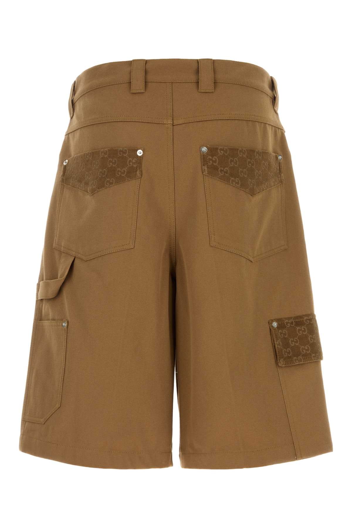 Gucci Cotton Bermuda Shorts — Camel