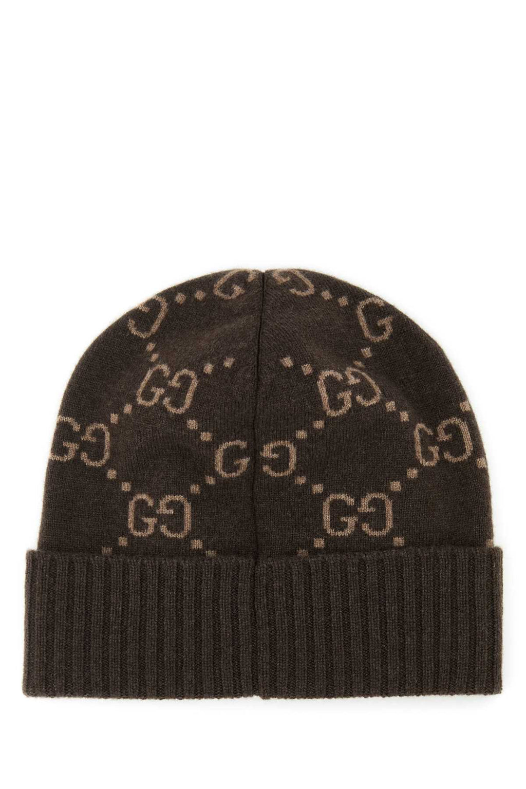 Gucci HAT Logo-Embroidered Cashmere Beanie — Brown