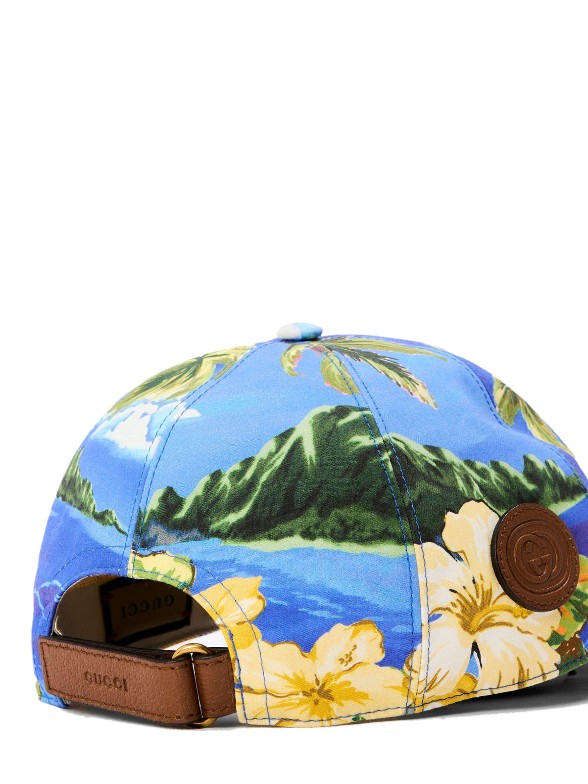 Gucci 7006004HAPR8464 Hawaiian Print Logo Patch Baseball Cap — Blue