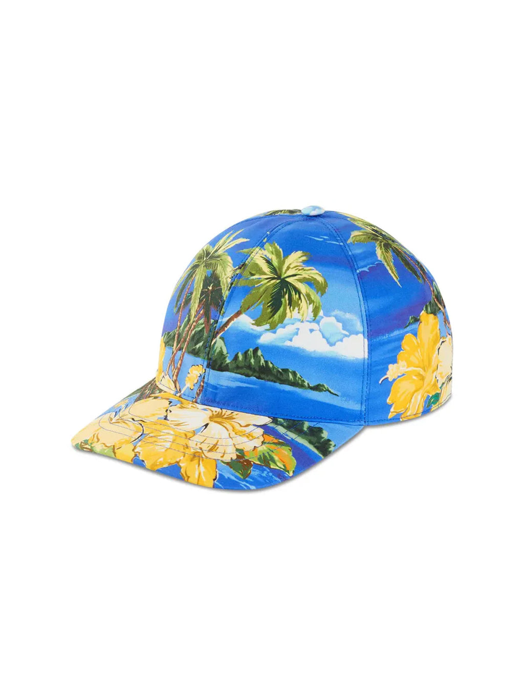 Gucci 7006004HAPR8464 Hawaiian Print Logo Patch Baseball Cap — Blue