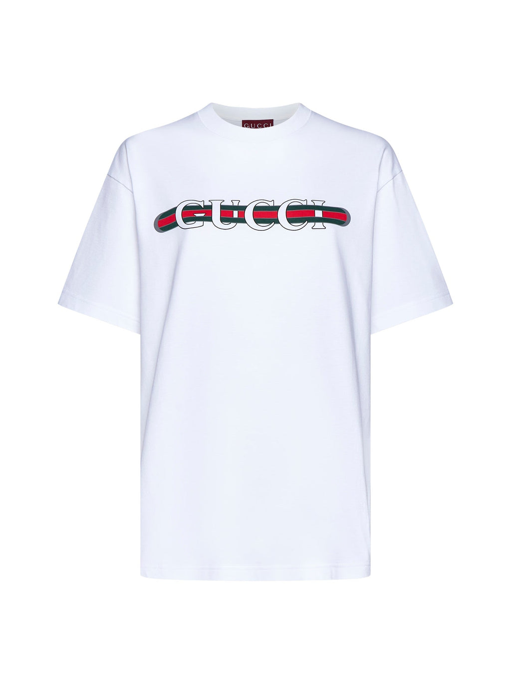 Gucci Gucci Web Logo Print T-Shirt — White
