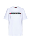 Gucci Gucci Web Logo Print T-Shirt — White