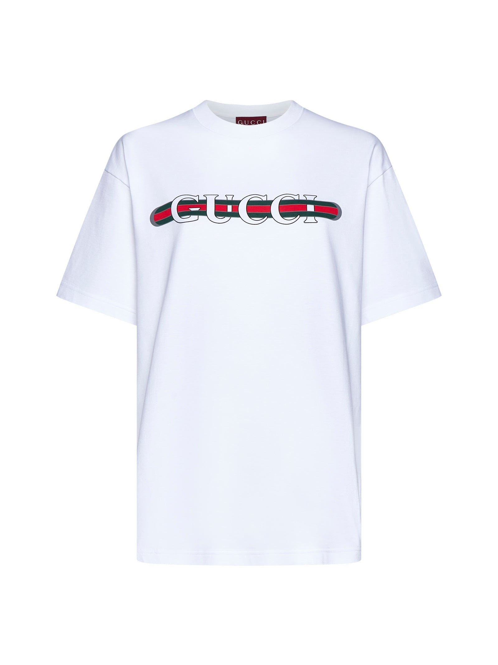 Gucci Gucci Web Logo Print T-Shirt — White